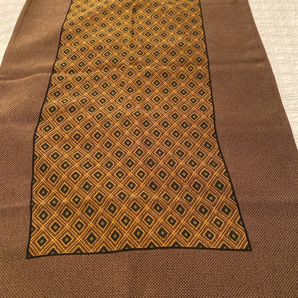 Coach Brown Shawl with Gold Geometric Accent - Picture 4 of 6